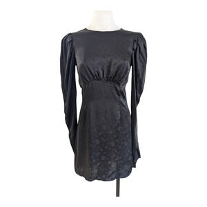 The Andamane Size 46 Hope Mini Cocktail Dress Black Open Back Long Sleeves